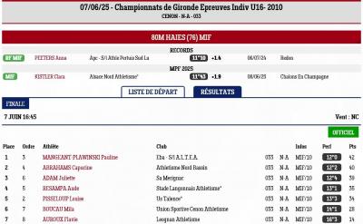 250607 championnat de gironde u16 cenon mif 80m haies